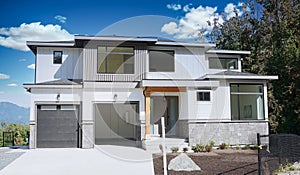 New Designer Expensive Modern Suburban Residential Maison Large Home House Blue Sky Chilliwack Canada