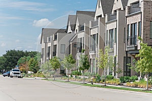 New development three story single family houses near Dallas, Texas