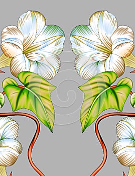 New digital textile design flowers and leaves for digital ladies shirts printing