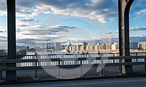 The new district Hafencity during sunset. Picture taken from the Elbbruecken bridge in Hamburg, Germany