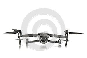 New drone quadcopter with digital camera isolated on white