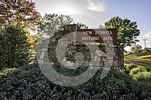 New Echota entrance sign in Calhoun