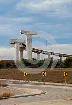 New elevated highway in construction at intersection of loop 410 and US Route 90 on San Antonio, Texas