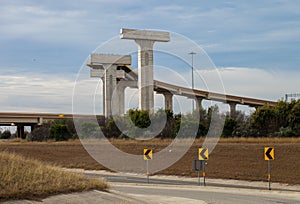 New elevated highway in construction at intersection of loop 410 and US Route 90 on San Antonio, Texas