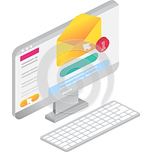 New email check icon laptop computer vector