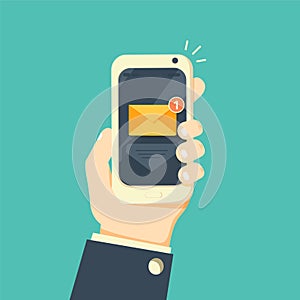 New email notification on mobile phone vector illustration