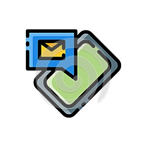 New email on the smartphone screen icon in filled line style. vector ror website