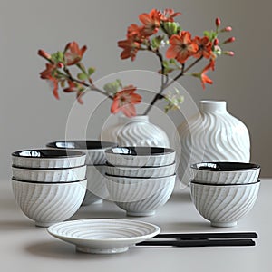 new empty asian tableware