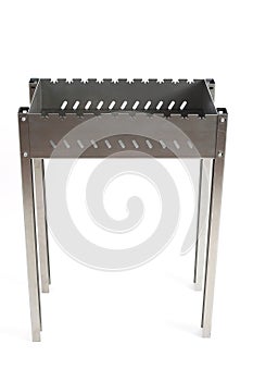 New empty metal Brazier for barbecue grill isolated on white