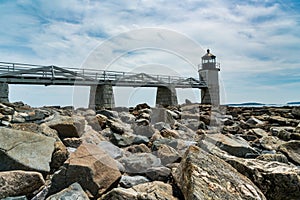 New England Beach Lighthouse under Pretty Sky