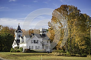 New England clock house in Kennebunk Maine, USA