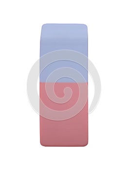 New eraser isolated on white. School stationery