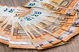 50 new euro banknote as background for design