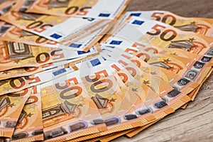 50 new euro banknote as background for design