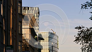 The new Europa building of the European Council. Photo taken during an autumn sunrise.