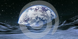 New Exoplanet or Extrasolar planet with atmosphere and moon photo