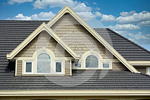 New Exterior Maison Home House Roof Details Clouds Sky Background