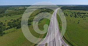 New federal motorway Moscowâ€“Saint Petersburg designated as the Ðœ11 tollway. Aerial view. Russia