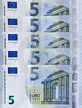 New five euro banknote money bank