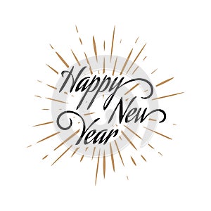 new flat styles hand drawn Happy new year 2020 lettering vector Illustration background Concept Image