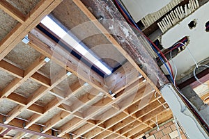 New frame for ceiling roof in construction