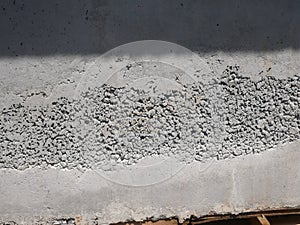 New fresh concrete surface with honeycomb problem and might expose reinforcement bar inside.