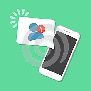 New friend arrived on the smartphone. Notification concept