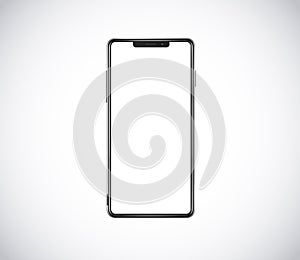 New front smartphone, phone prototype isolated. Mobile with blank white screen. Mockup model