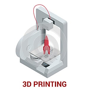 New generation of 3D Printing Machine printing a model of plastic.