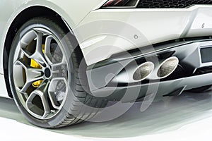 New generation of sportive mufflers. Rectangular Car Exhaust Tail