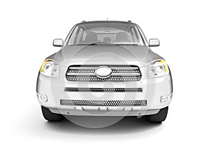 New glossy silver SUV front view