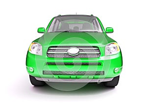 New green glossy SUV front view