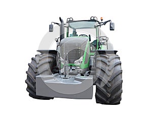 New green powerful tractor isolated over white