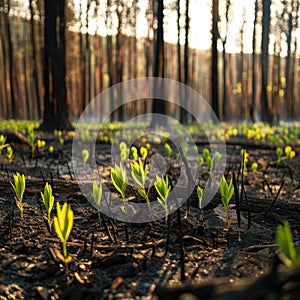 New Growth in a Forest at Sunset photo
