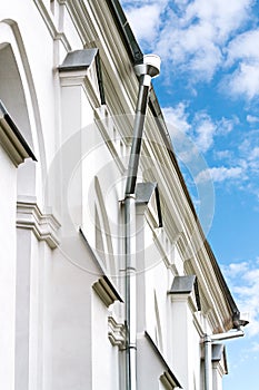 New gutter system on house facade