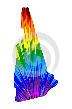 New Hampshire - map is designed rainbow abstract colorful pattern