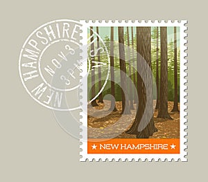 New Hampshire postage stamp design. Vector illustration.