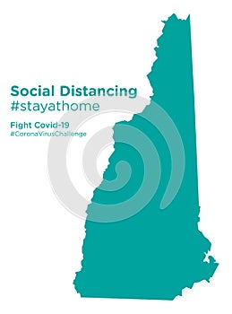 New Hampshire state map with Social Distancing stayathome tag