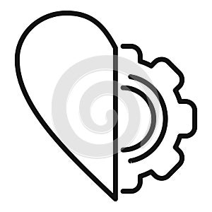New heart gear printing icon outline vector. Science organ