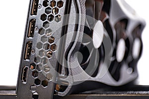 Computer graphics card on a desk