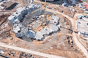 New high-rise apartment buildings under construction. aerial view