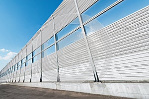 New highway with noise protection fence along