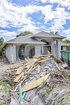 New home construction debris