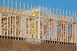 New home construction framing wooden real materials