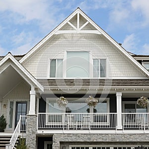 New Home House Country Design White Gray Exterior