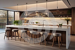 New home luxury, a contemporary kitchen blends elegance and functionality