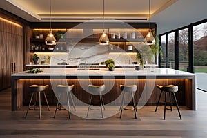 New home luxury, a contemporary kitchen blends elegance and functionality