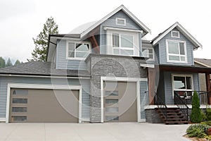 New Home Residence Exterior House Gray Blue