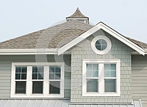 New Home Residence Exterior House Gray White Siding