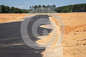 New home residential subdivision development of roads and curbs